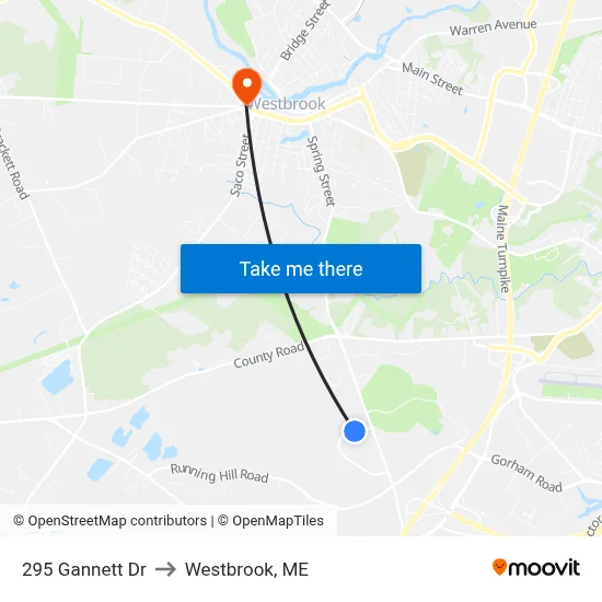 295 Gannett Dr to Westbrook, ME map