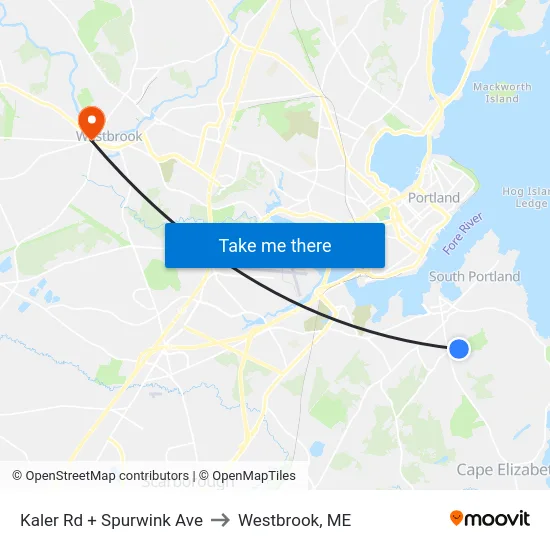 Kaler Rd + Spurwink Ave to Westbrook, ME map