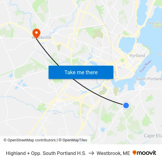 Highland + Opp. South Portland H.S. to Westbrook, ME map