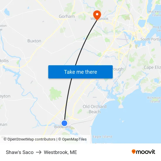 Shaw's Saco to Westbrook, ME map