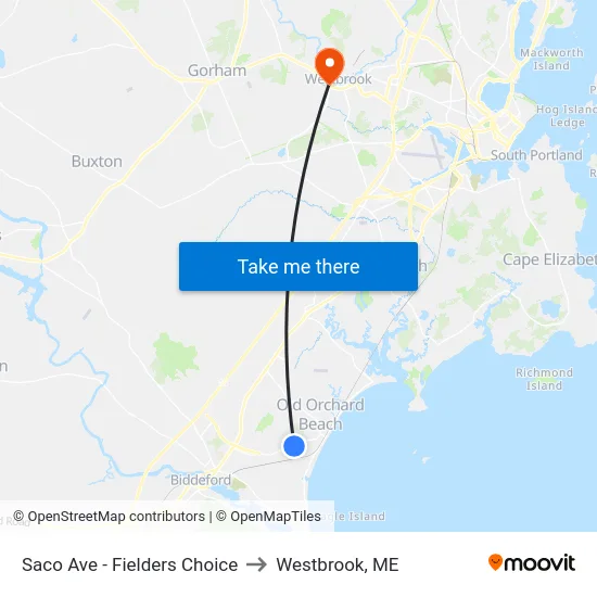 Saco Ave - Fielders Choice to Westbrook, ME map