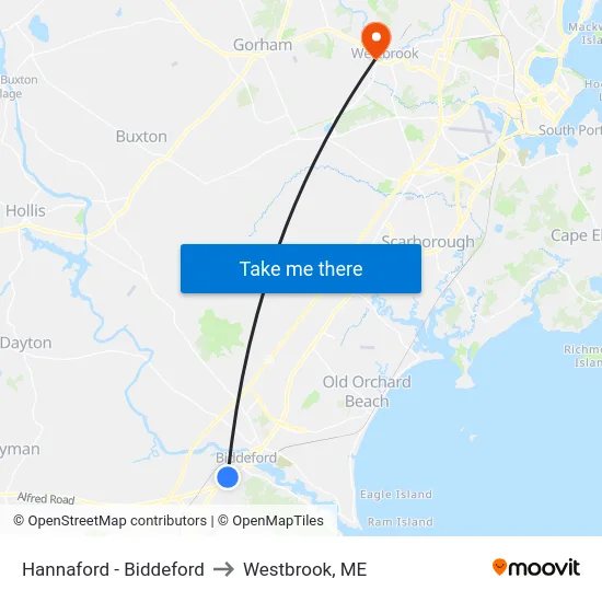 Hannaford - Biddeford to Westbrook, ME map