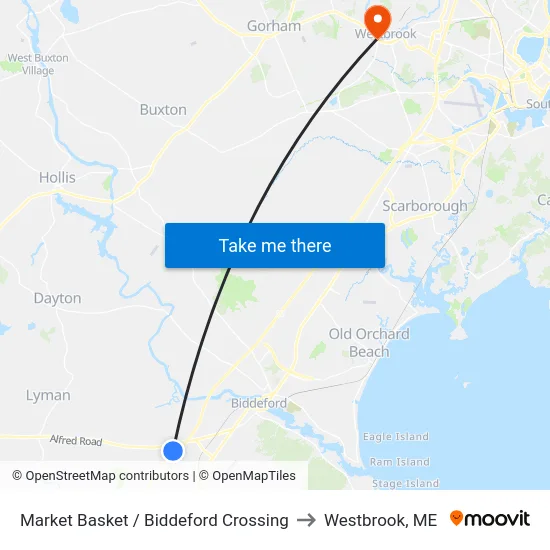 Market Basket / Biddeford Crossing to Westbrook, ME map