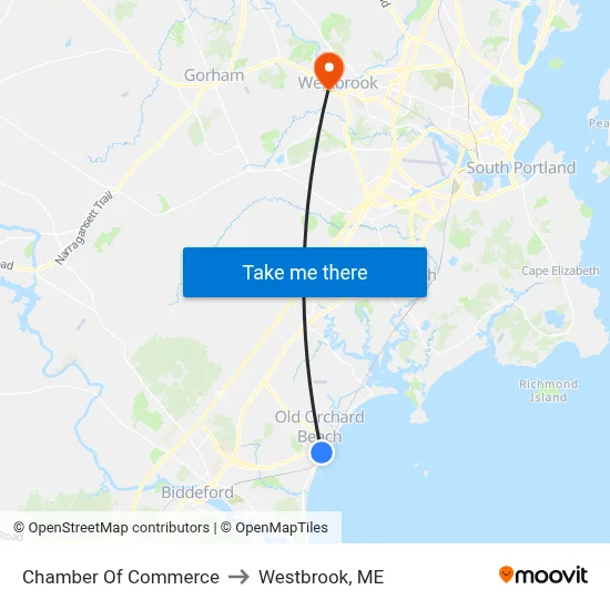 Chamber Of Commerce to Westbrook, ME map