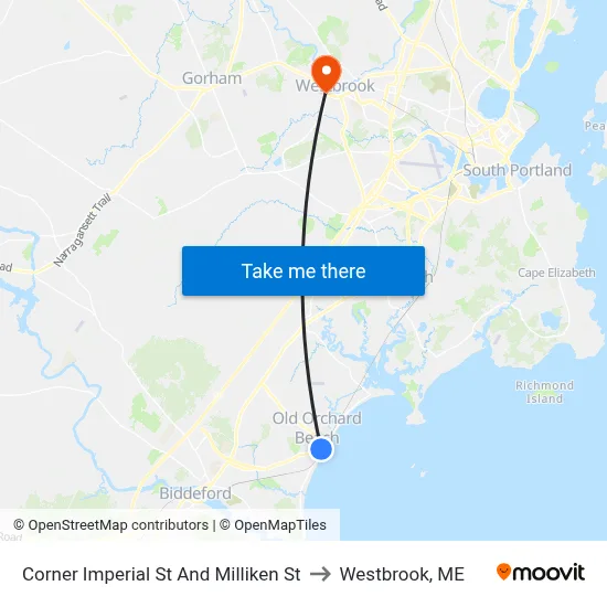 Corner Imperial St And Milliken St to Westbrook, ME map
