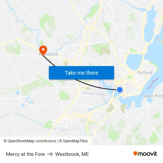 Mercy at the Fore to Westbrook, ME map