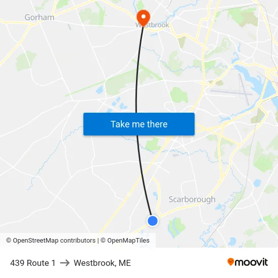 439 Route 1 to Westbrook, ME map