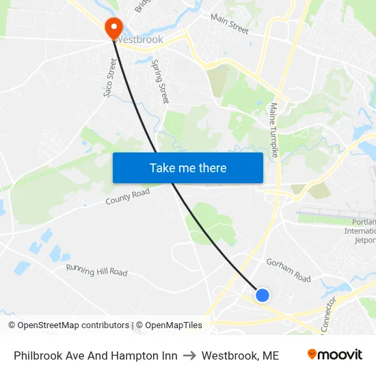 Philbrook Ave And Hampton Inn to Westbrook, ME map
