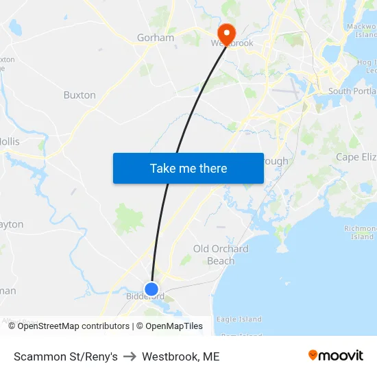 Scammon St/Reny's to Westbrook, ME map