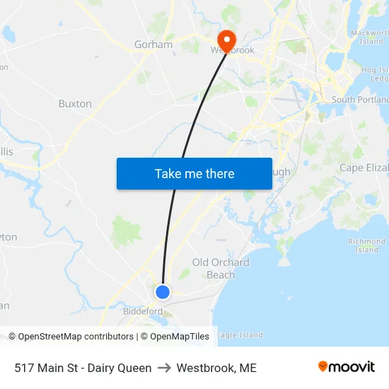 517 Main St - Dairy Queen to Westbrook, ME map