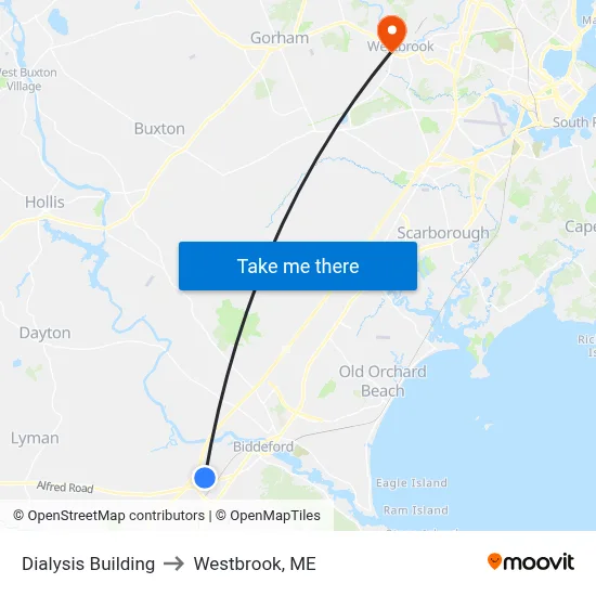 Dialysis Building to Westbrook, ME map