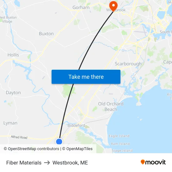 Fiber Materials to Westbrook, ME map