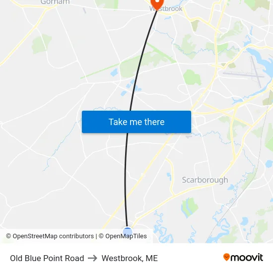 Old Blue Point Road to Westbrook, ME map