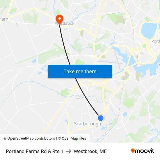 Portland Farms Rd & Rte 1 to Westbrook, ME map
