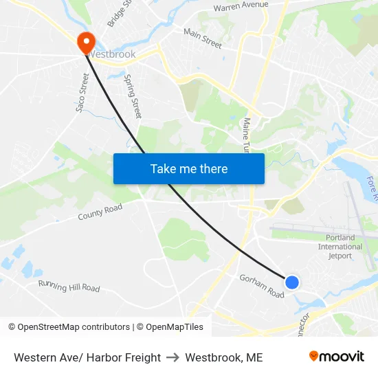 Western Ave/ Harbor Freight to Westbrook, ME map