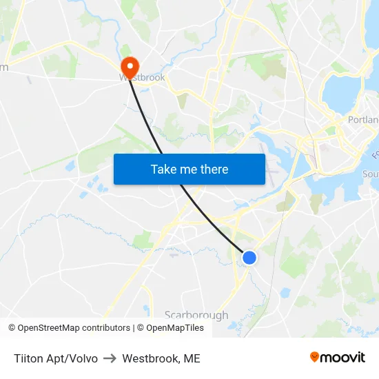 Tiiton Apt/Volvo to Westbrook, ME map