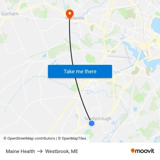 Maine Health to Westbrook, ME map