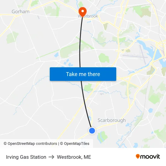 Irving Gas Station to Westbrook, ME map