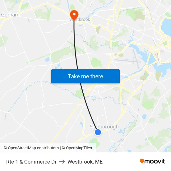 Rte 1 & Commerce Dr to Westbrook, ME map