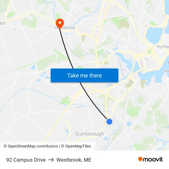 92 Campus Drive to Westbrook, ME map