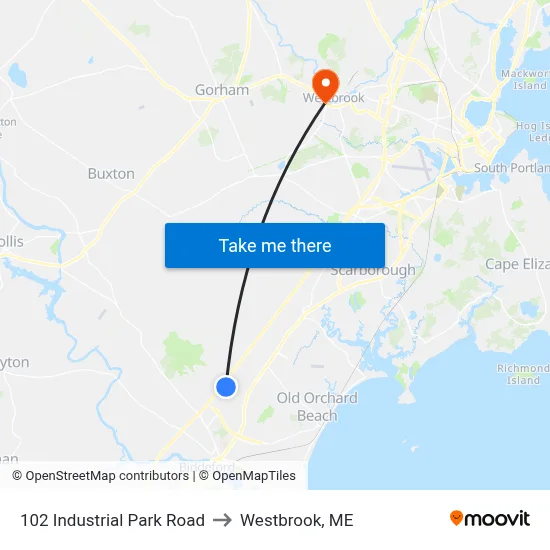102 Industrial Park Road to Westbrook, ME map