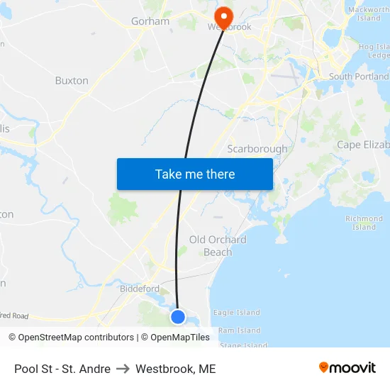 Pool St - St. Andre to Westbrook, ME map