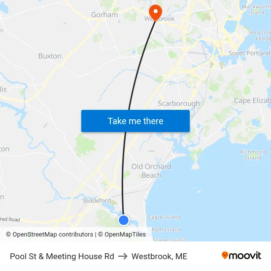 Pool St & Meeting House Rd to Westbrook, ME map