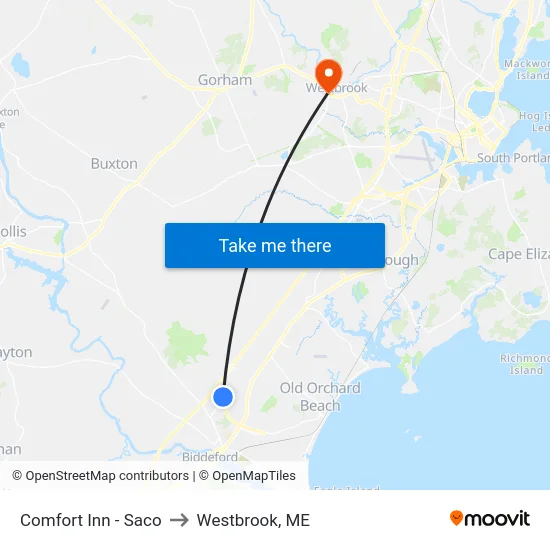 Comfort Inn - Saco to Westbrook, ME map
