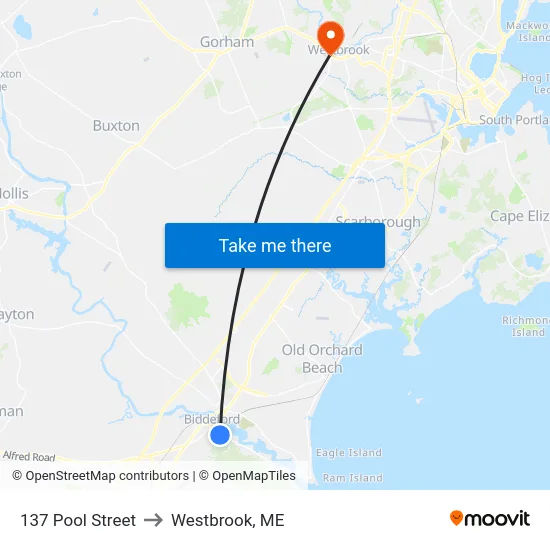 137 Pool Street to Westbrook, ME map