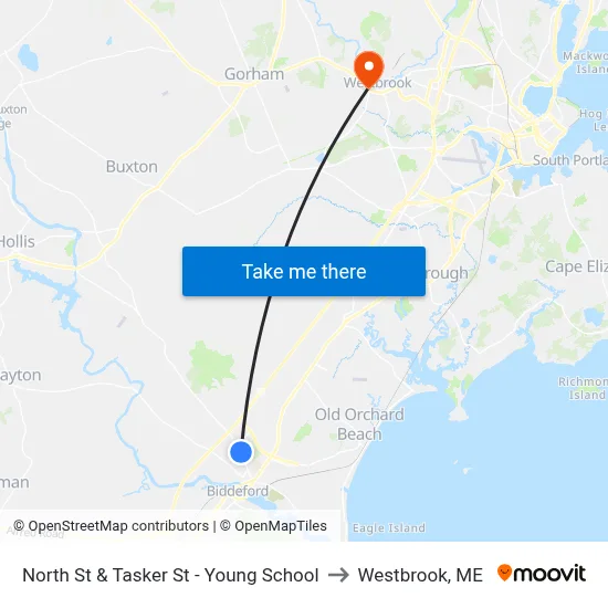 North St & Tasker St - Young School to Westbrook, ME map