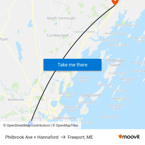 Philbrook Ave + Hannaford to Freeport, ME map