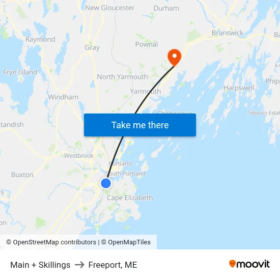Main + Skillings to Freeport, ME map