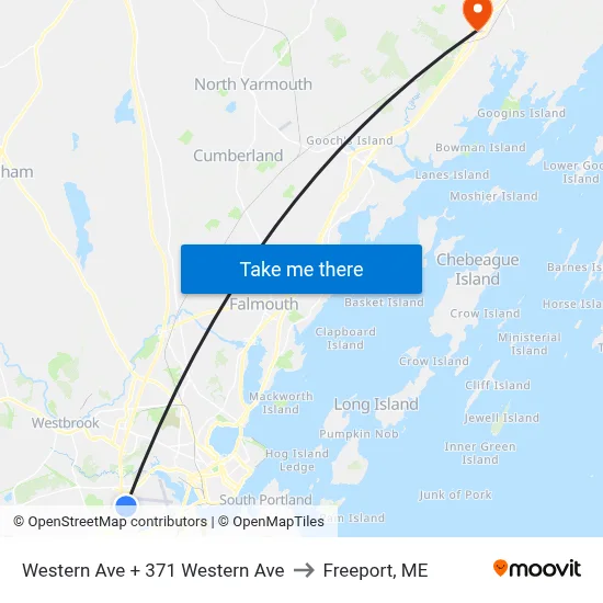Western Ave + 371 Western Ave to Freeport, ME map