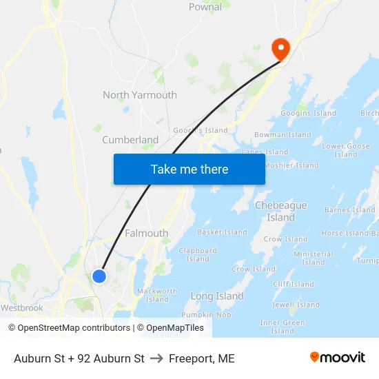 Auburn St + 92 Auburn St to Freeport, ME map