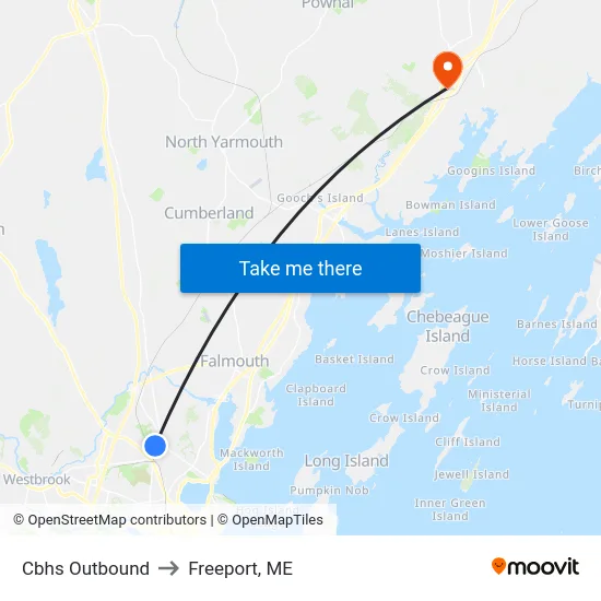 Cbhs Outbound to Freeport, ME map