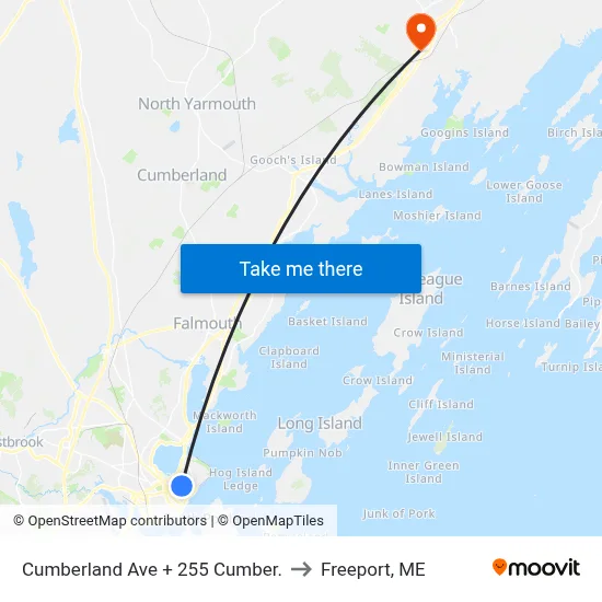Cumberland Ave + 255 Cumber. to Freeport, ME map