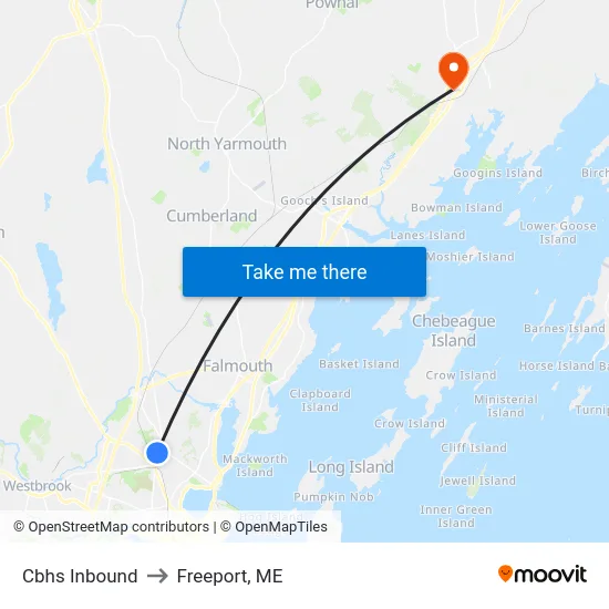 Cbhs Inbound to Freeport, ME map