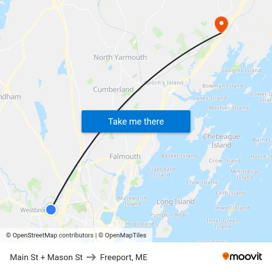 Main St + Mason St to Freeport, ME map