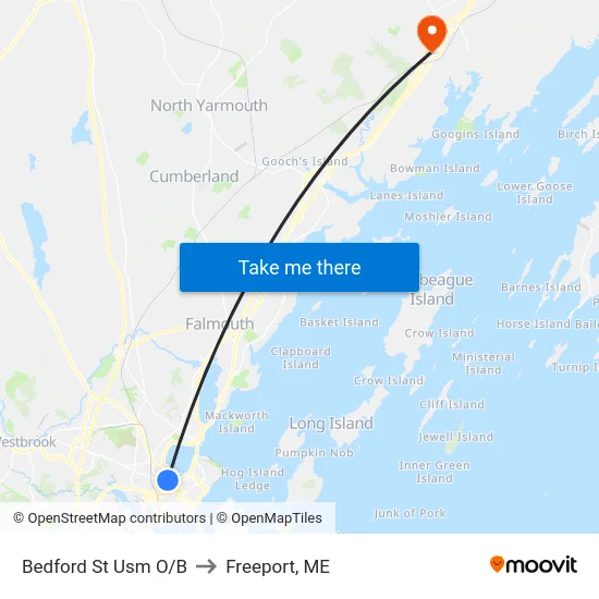 Bedford St Usm O/B to Freeport, ME map