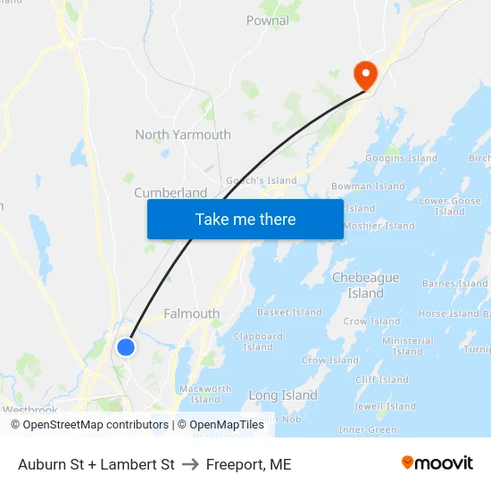 Auburn St + Lambert St to Freeport, ME map