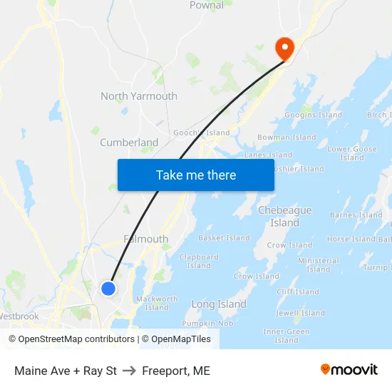 Maine Ave + Ray St to Freeport, ME map