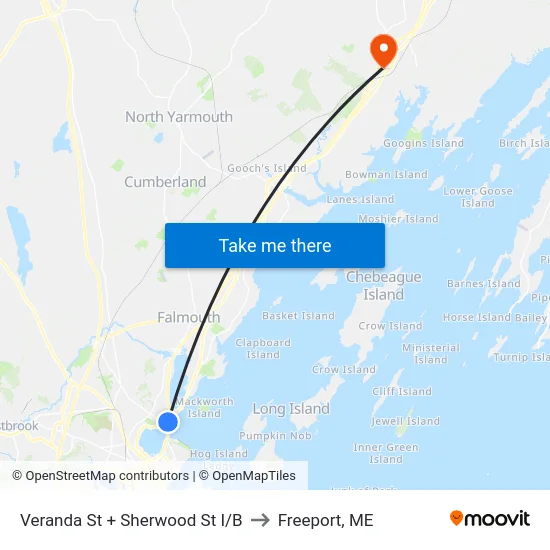 Veranda St + Sherwood St I/B to Freeport, ME map