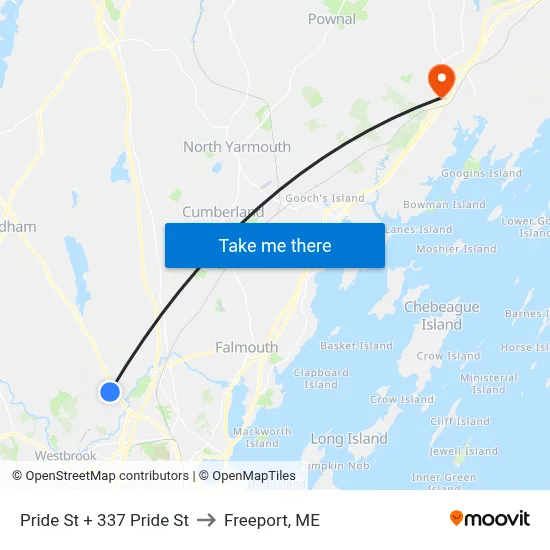 Pride St + 337 Pride St to Freeport, ME map
