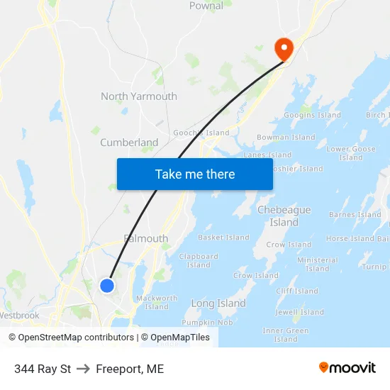 344 Ray St to Freeport, ME map
