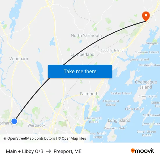 Main + Libby O/B to Freeport, ME map