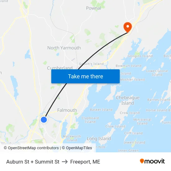 Auburn St + Summit St to Freeport, ME map