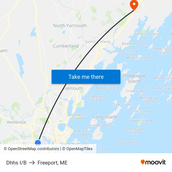 Dhhs I/B to Freeport, ME map