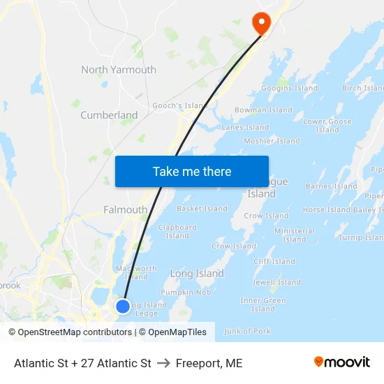 Atlantic St + 27 Atlantic St to Freeport, ME map