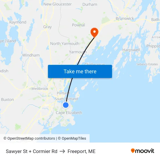 Sawyer St + Cormier Rd to Freeport, ME map