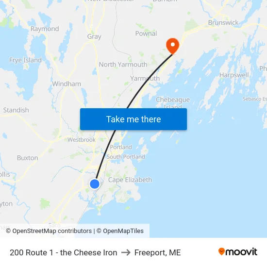 200 Route 1 - the Cheese Iron to Freeport, ME map